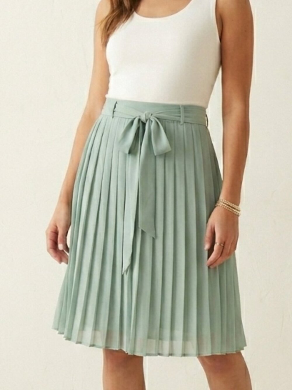 ModCloth Soft Mint Pleated Midi Skirt